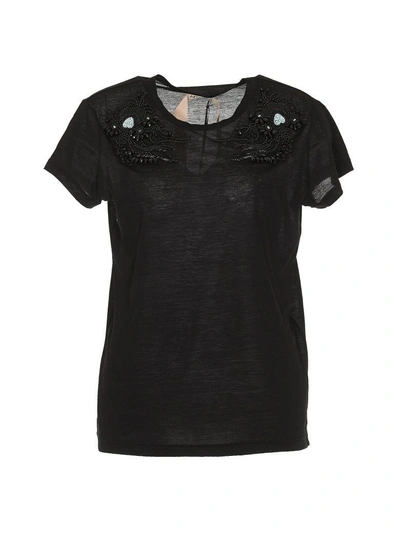 Shop N°21 Beaded T-shirt In Black