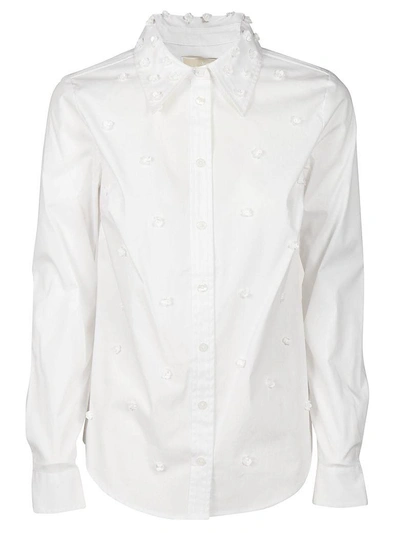 Shop Michael Kors Michael  Floral Embellishment Shirt In White