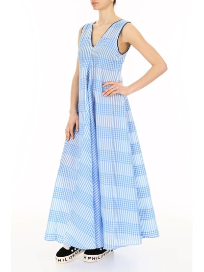 Shop Ganni Charron Maxi Dress In Marinabianco