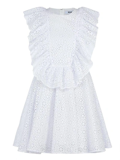 Shop Msgm Cotton Dress In White