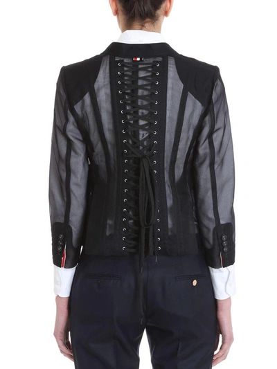 Shop Thom Browne Lace-up Back Single Breasted Sport Blazer In Black
