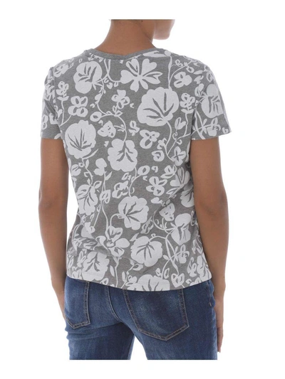 Shop Kenzo Floral Leaf Print T-shirt In Grigio/bianco