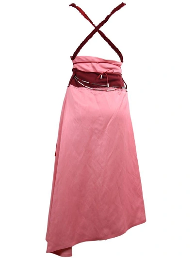 Shop Jw Anderson Belted Dress In Pink & Purple