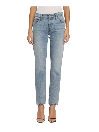 Shop Re/done The Crawford Denim Cotton Jeans In Azzurro