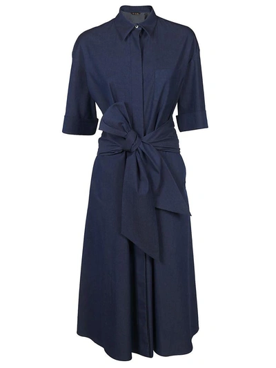 Shop Loro Piana Belted Dress In Blue