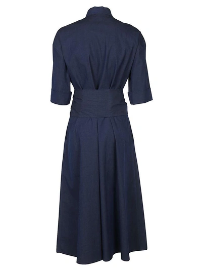 Shop Loro Piana Belted Dress In Blue