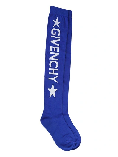 Shop Givenchy Over The Knee Socks In Elecric Blue