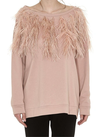 Shop N°21 Feather Sweatshirt In Pink