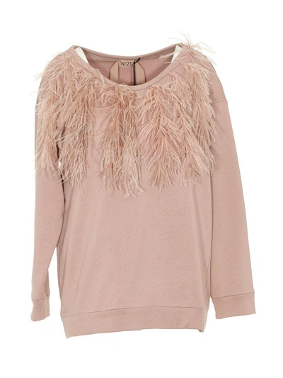 Shop N°21 Feather Sweatshirt In Pink