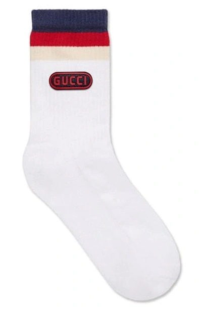 Shop Gucci Logo Stamp Socks In White