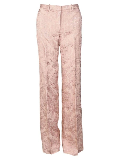 Shop Theory Flared Jacquard Trousers In Chalk Pink