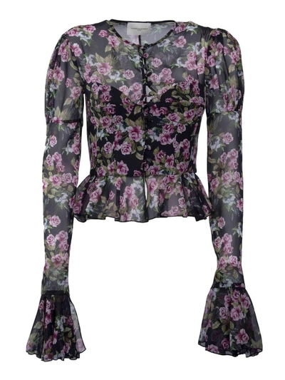 Shop Giuseppe Di Morabito Floral Fitted Blouse In Black Black