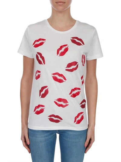 Shop Blugirl Cotton T-shirt In White - Red