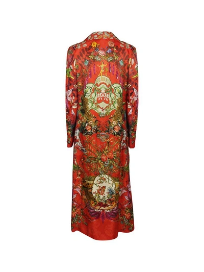 Shop Etro Printed Jacquard Coat In Red