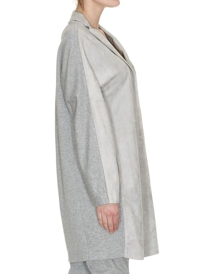 Shop Fabiana Filippi Suede Panelled Jacket In Grey