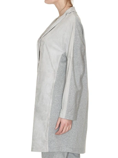 Shop Fabiana Filippi Suede Panelled Jacket In Grey