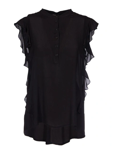 Shop Seventy Frilled Blouse In Nero