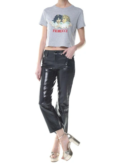 Shop Fiorucci Angels Cotton-jersey Cropped T-shirt In Grigio