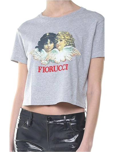Shop Fiorucci Angels Cotton-jersey Cropped T-shirt In Grigio