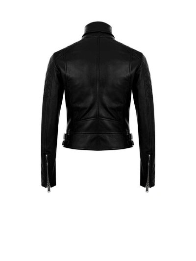 Shop Dsquared2 Leather Biker Jacket In 900c