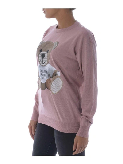 Shop Moschino Bear Sweater In Rosa Antico