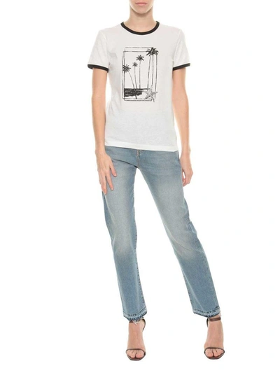 Shop Saint Laurent Souvenir Print T-shirt In Bianco/nero