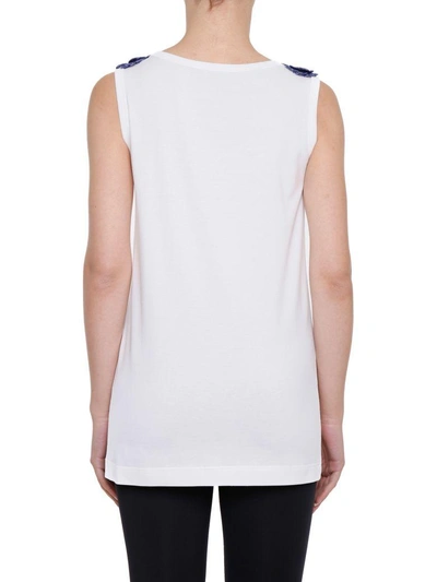 Shop Dolce & Gabbana Tank Top With Embellished Embroidery In Bianco Ottico|bianco