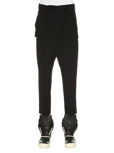 Shop Rick Owens Cargo Cropped Pants In Nero