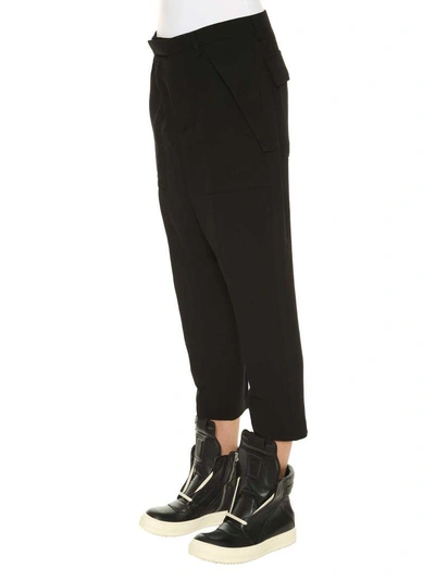 Shop Rick Owens Cargo Cropped Pants In Nero