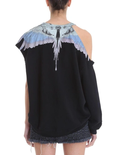 Shop Marcelo Burlon County Of Milan Wings Crewneck Black Cotton Sweatshirt