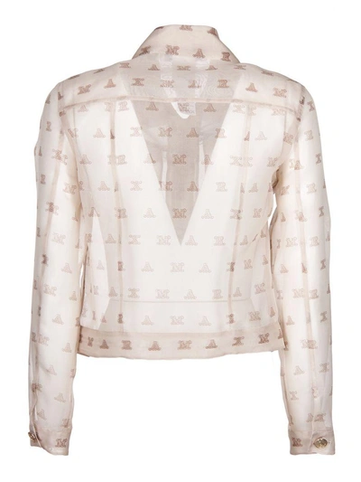 Shop Max Mara Maragram Organza Jacket In Bianco