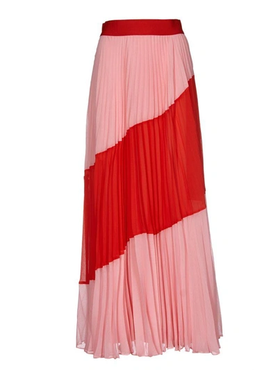 Shop Alice And Olivia Midi Pleated Skirt In Rosso-rosa