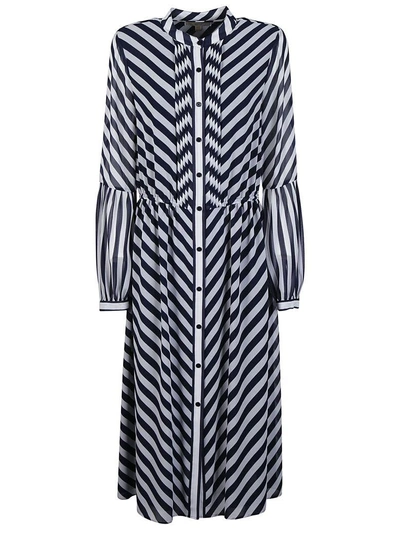 Michael Kors Striped Dress In True Navy/white | ModeSens