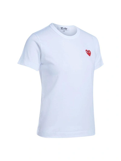 Shop Comme Des Garçons Play White Womens T-shirt With Red Heart In Bianco