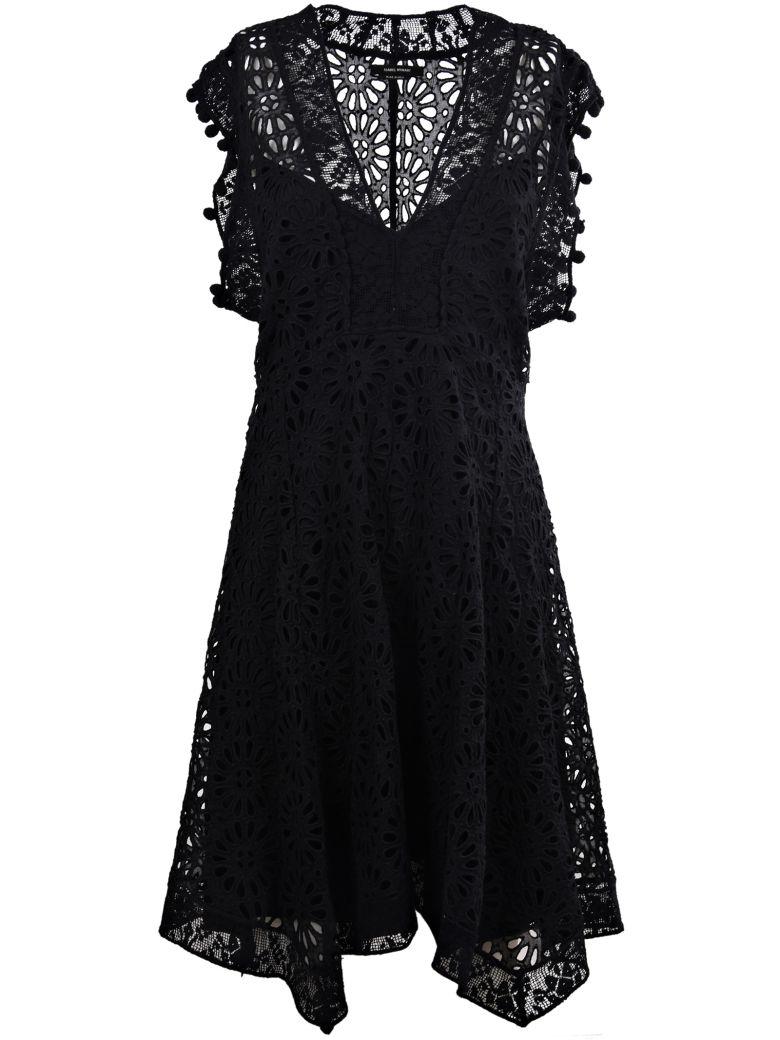 isabel marant black lace flower dress