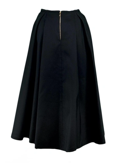 Shop Rochas High-waisted Full Midi Skirt In Black