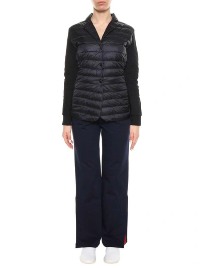 Shop Moncler Padded Front Cardigan In Nero