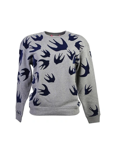 Shop Mcq By Alexander Mcqueen Velvet Swallows Cotton Sweatshirt In Grey