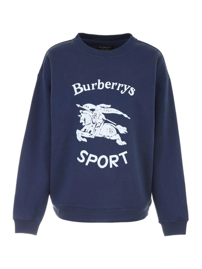 Shop Burberry Sweatshirt With Logo Print In Navy Blueblu