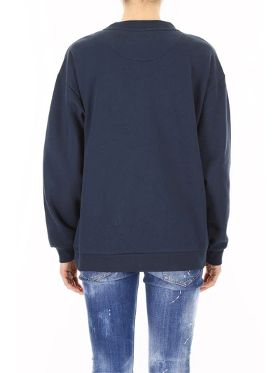 Shop Burberry Sweatshirt With Logo Print In Navy Blueblu