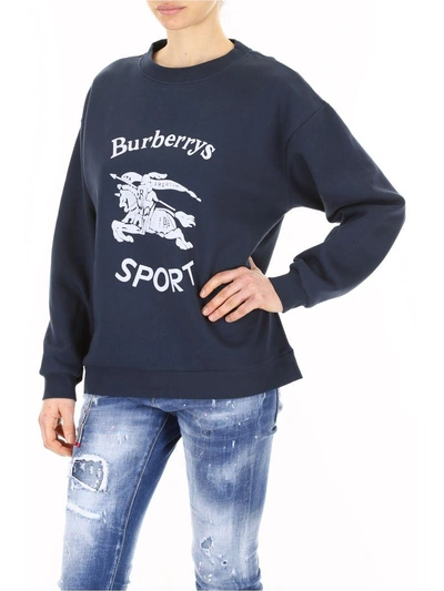 Shop Burberry Sweatshirt With Logo Print In Navy Blueblu