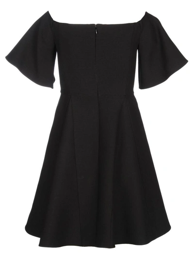 Shop Valentino Off-shoulder Dress In Black