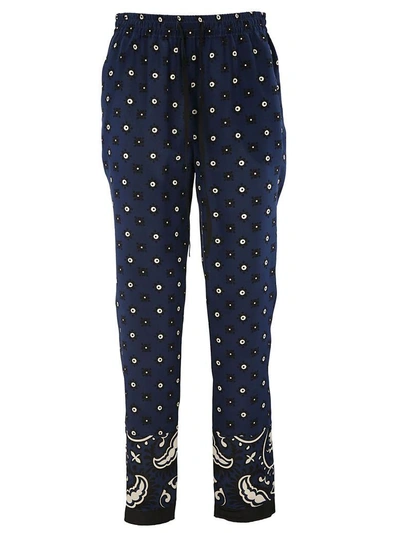 Shop Red Valentino Printed Drawstring Trousers In Cobalt