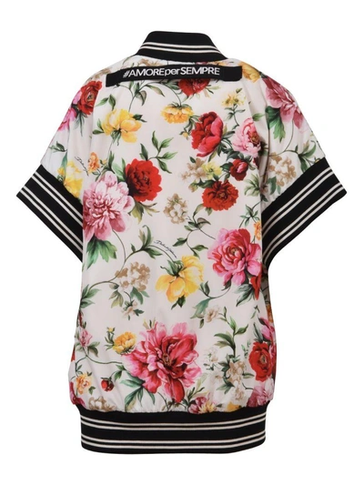 Shop Dolce & Gabbana Floral Bomber In Bianco/multicolor