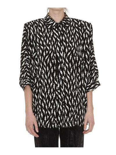 Shop Givenchy Batwing Sleeve Blouse In Black-white