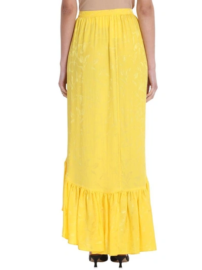 Shop Attico Ruffles Yellow Silk Skirt