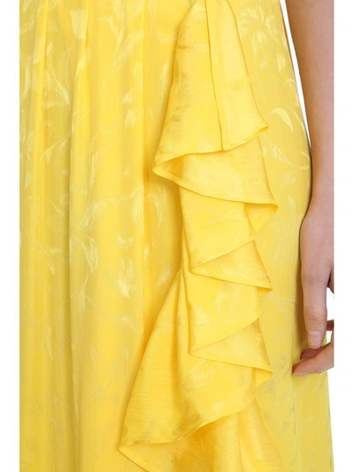 Shop Attico Ruffles Yellow Silk Skirt