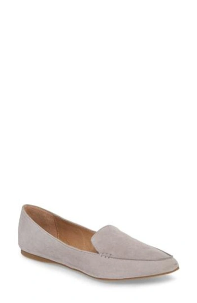 Shop Steve Madden Feather Loafer Flat In Grey Suede