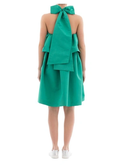 Shop Msgm Green Fabric Dress