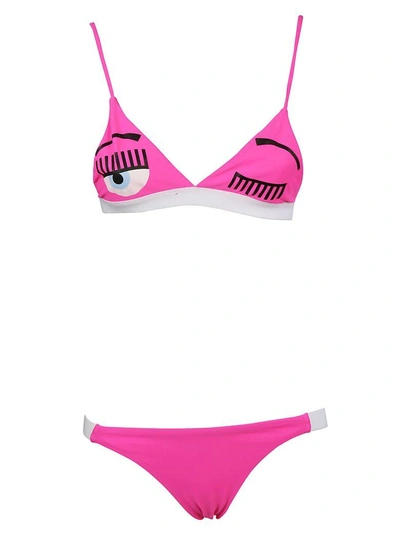 Shop Chiara Ferragni Wink Bikini In Rosa Fluo
